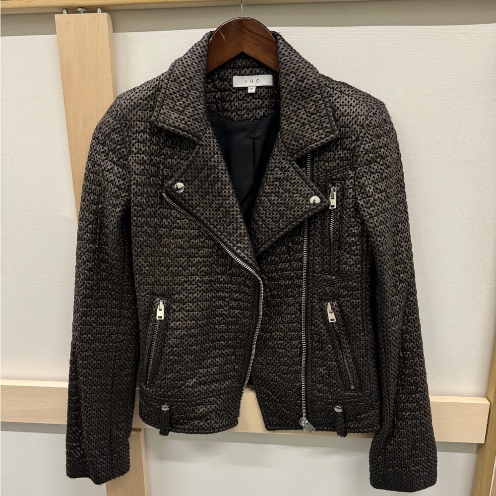 IRO brown leather biker jacket size 36